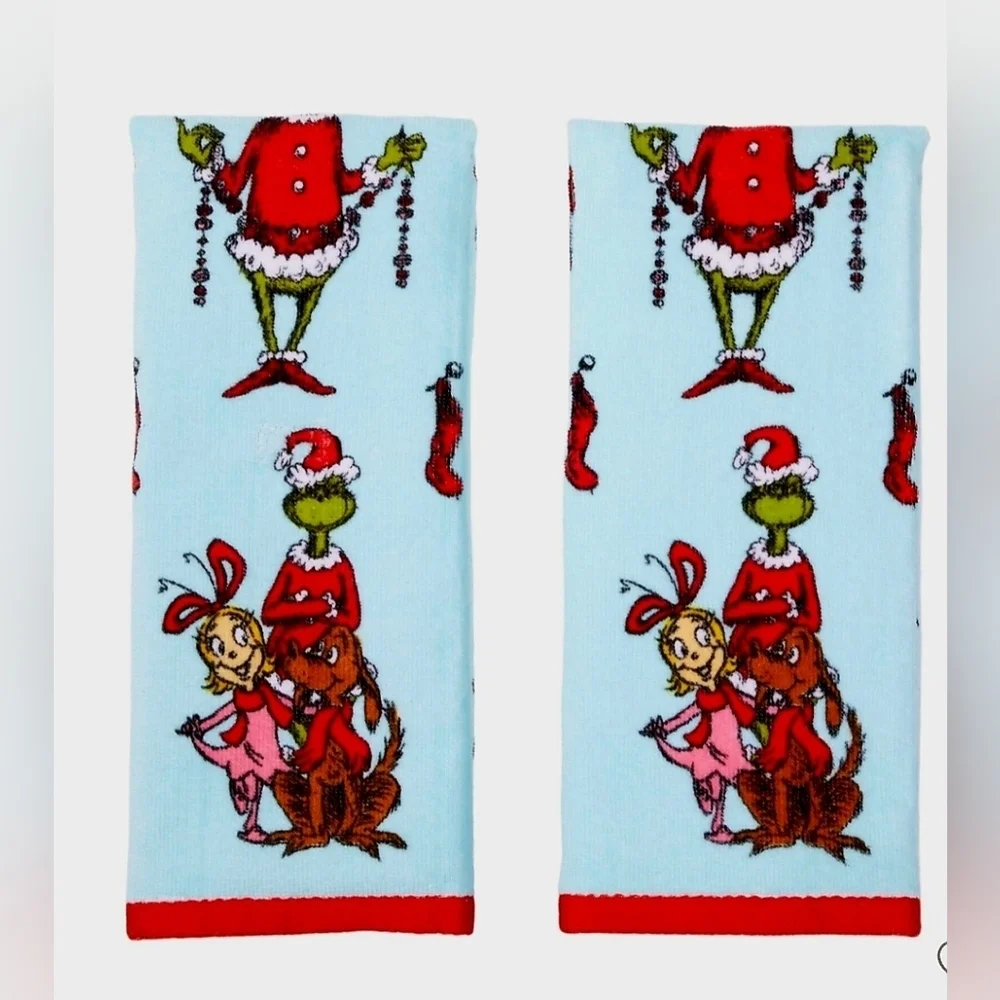 New Christmas dr Seuss The Grinch 2pk Hand Towel, 15' x 25', blue, 100% cotton